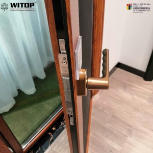 polarizált, színezett üvegezésű alumínium ajtóablak vas ablakkerettel