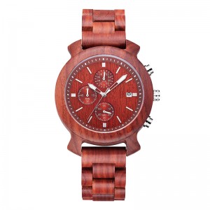 Elegáns, elegáns utazási kézi férfi fekete szandál bőrszíj, egyedi fa karóra