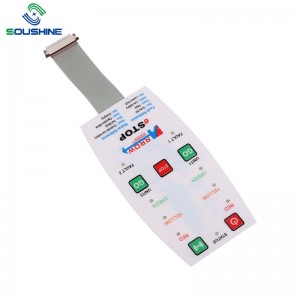 Membránkapcsoló LED-rel és dombornyomott gombbal, fényes felületű megoldás