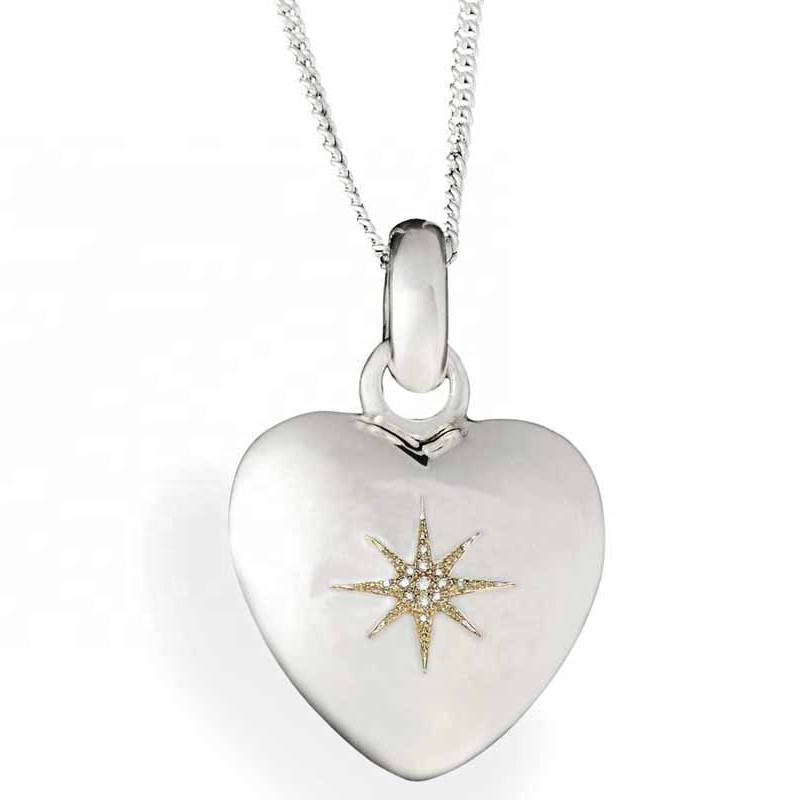 Hamvasztás nyakláncok 925 sterling ezüst szív medál cirkónia medál nyaklánc csillag szív medál