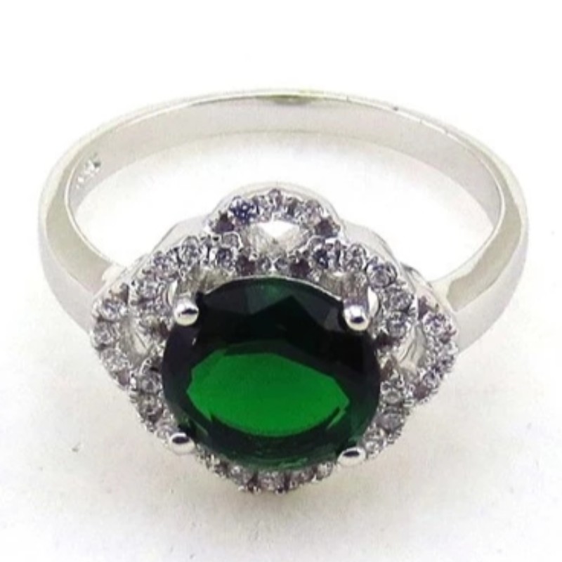 Női eljegyzési gyűrűk köbös cirkónium-gyűrűs szintetikus smaragdgyűrűk