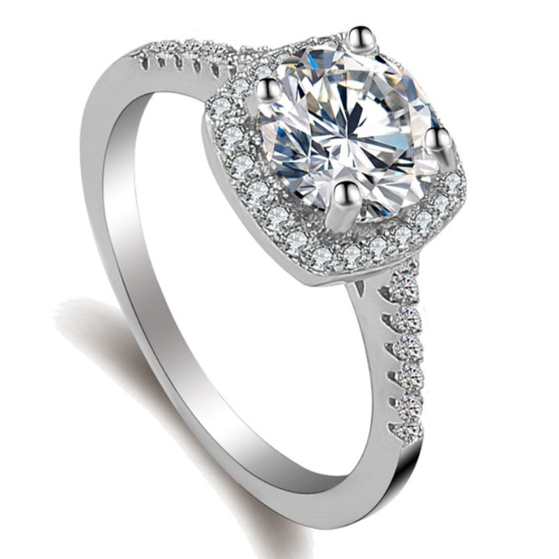Eljegyzési gyűrűk Fehér arany köbméretű cirkónia gyűrűk moissanite gyűrűk ígéret gyűrűk nők számára