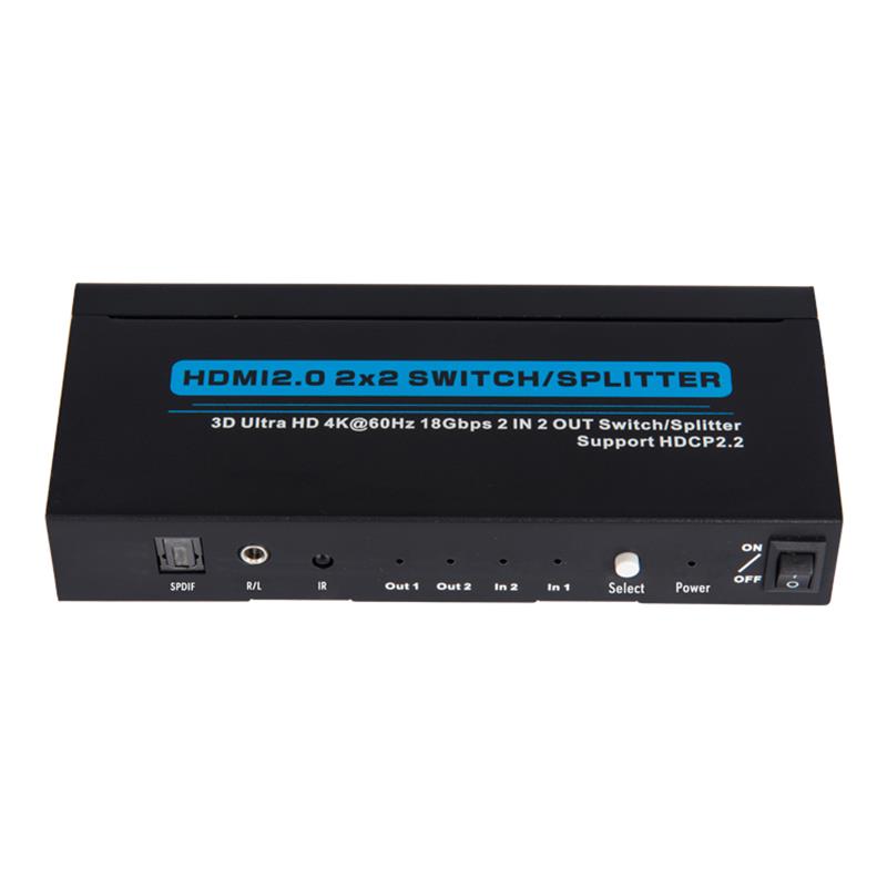 V2.0 HDMI 2x2 kapcsoló / elosztó támogatás 3D Ultra HD 4Kx2K @ 60Hz HDCP2.2