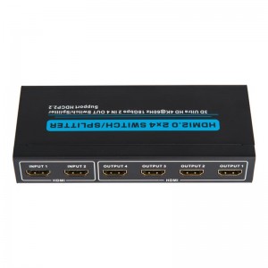 V2.0 HDMI 2x4 kapcsoló \/ elosztó támogatás 3D Ultra HD 4Kx2K @ 60Hz HDCP2.2