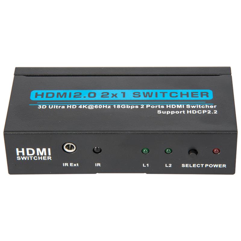 V2.0 HDMI 2x1 kapcsoló támogatja a 3D Ultra HD 4Kx2K @ 60Hz HDCP2.2