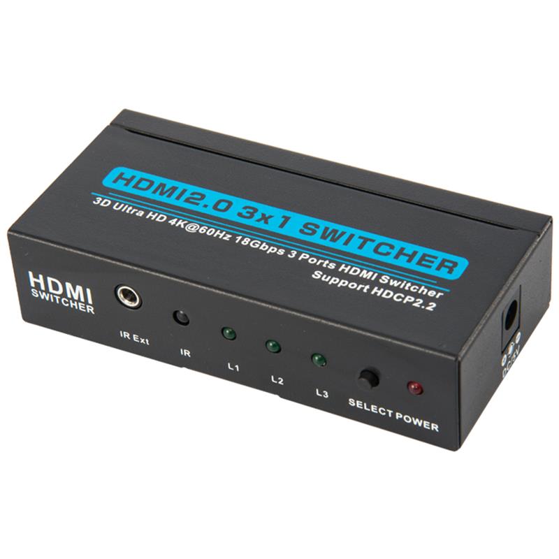 V2.0 HDMI 3x1 kapcsoló támogatja a 3D Ultra HD 4Kx2K @ 60Hz HDCP2.2
