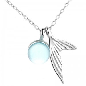 Hableány drágakő medál óceán kék nyaklánc 925 ezüst