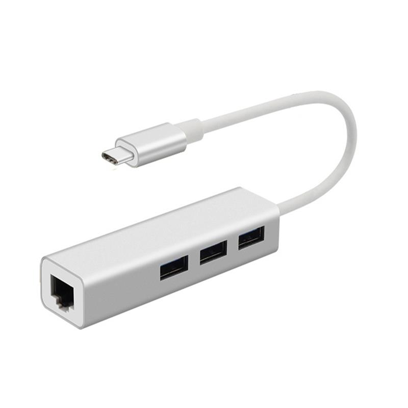 C típusú USB / LAN (1000M) + USB 3.0x3 Hub adapter