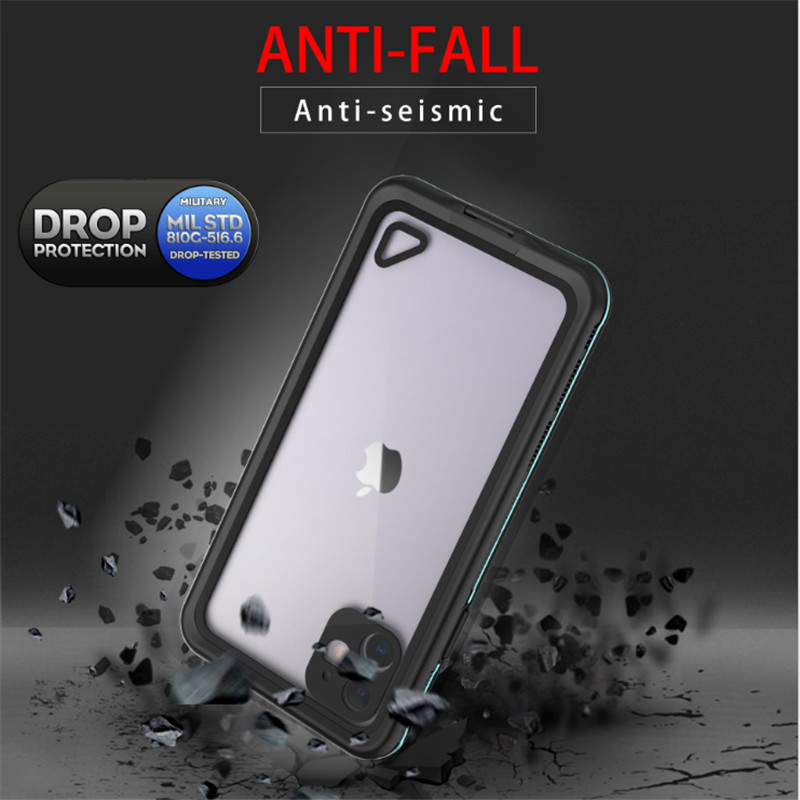 Vízálló telefon tok úszóvízhez iphone 11 pro max max élettartamú telefon (fekete), átlátszó hátlapkal