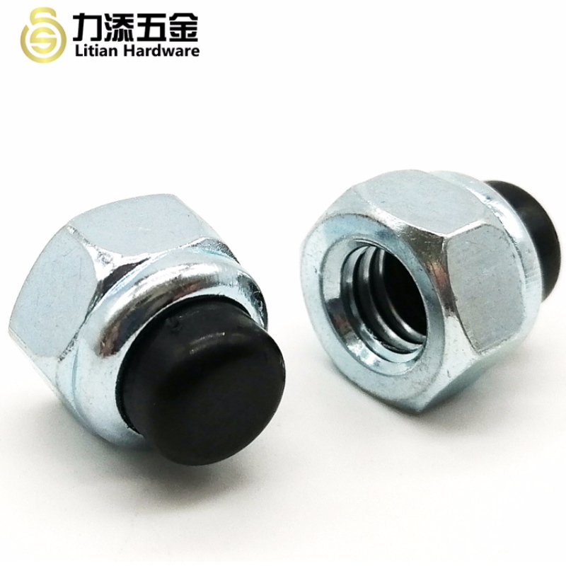 DIN986 fekete fejű szénacél M3-M12 nylon hatlapú anya