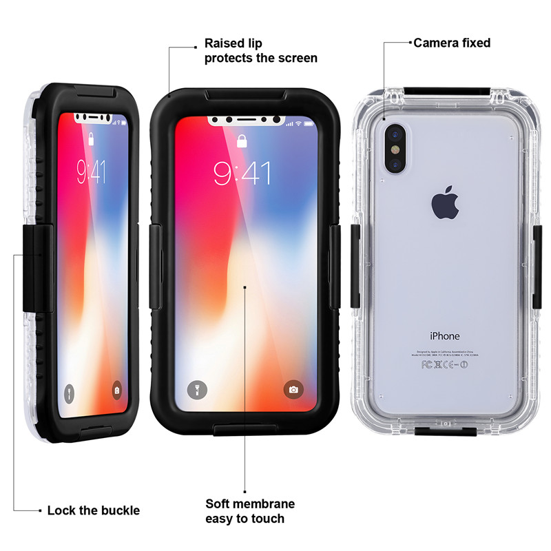 Vízálló tok mobiltelefon iphone XS vízálló tok olcsó ütésálló iPhone tok (fekete)
