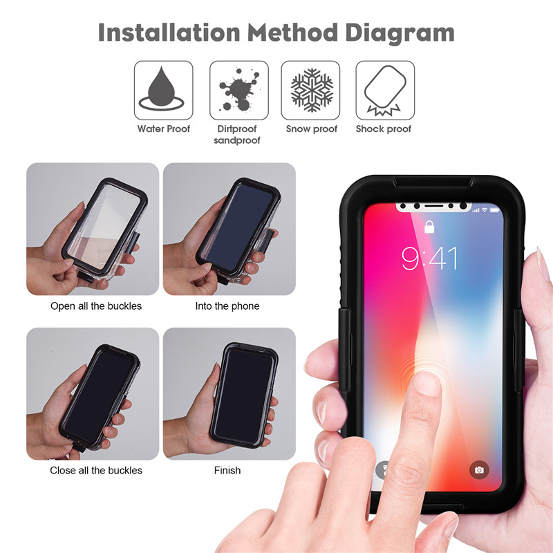 Vízálló tok mobiltelefon iphone XS vízálló tok olcsó ütésálló iPhone tok (fekete)