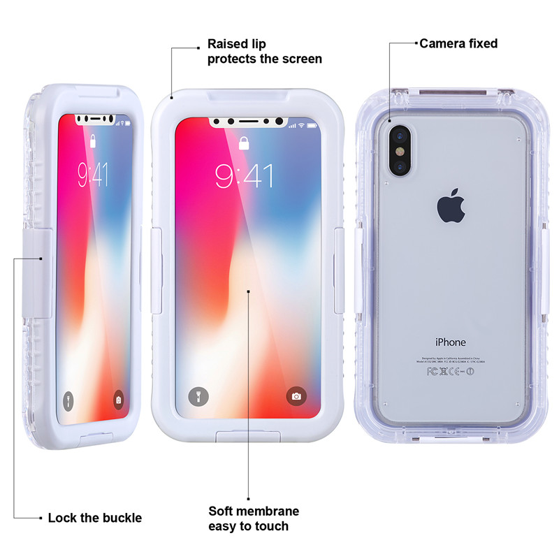 Víz- és ütésálló iphone tok vízálló tok közel hozzám víz alatti telefon kamera tok iPhone XS-hez （Fehér)