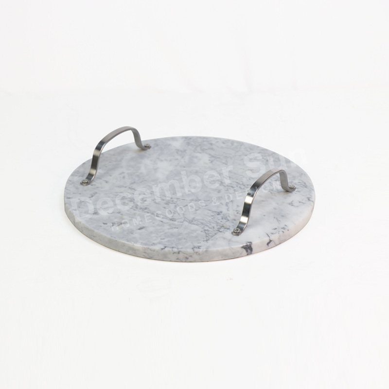 Forró eladási márvány kiszolgáló tálca fém fogantyúval