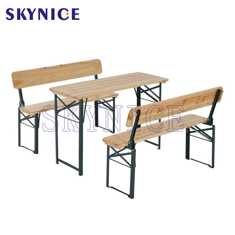 Klasszikus szabadtéri Pincic kemping fa összecsukható sör asztal és pad készlet