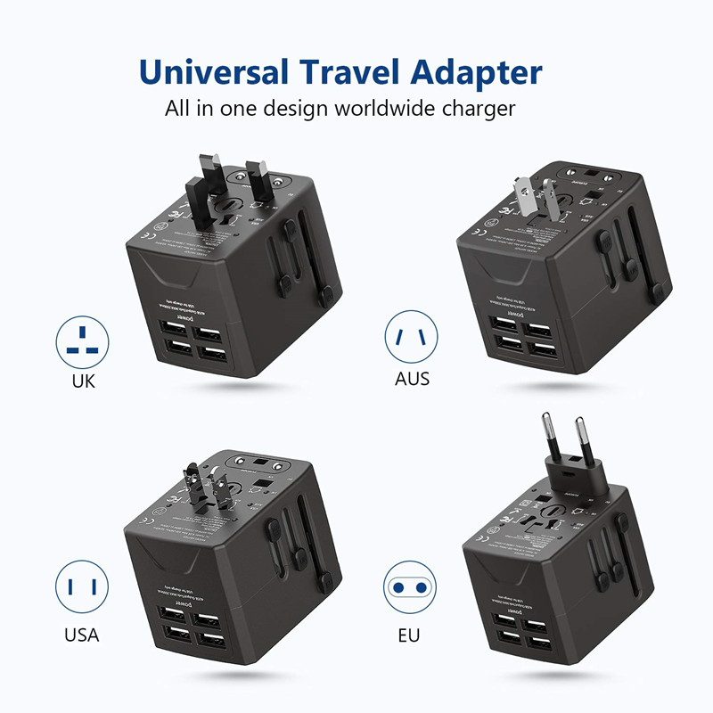 RRRRTRADEL Power Plug Adapter - International Travel - 4 USB Ports for 150+ Országok –220 Volt Adapter –Travel Adapter –Travel Adapter típusú C típusú G I. típus Egyesült Királyság EU Europe (4 USB Travel Adapter)
