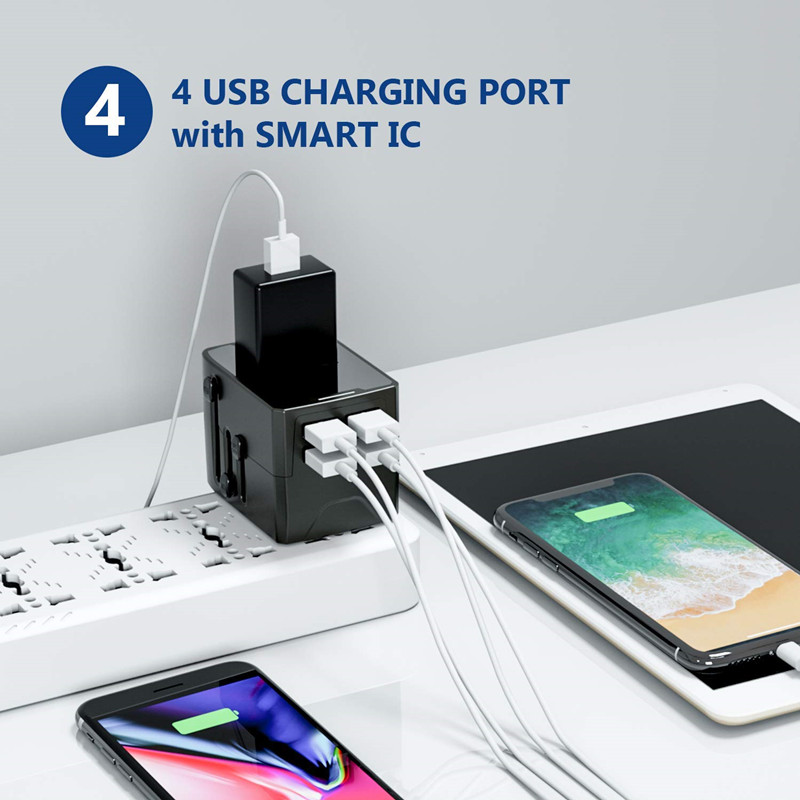 RRRRTRADEL Power Plug Adapter - International Travel - 4 USB Ports for 150+ Országok –220 Volt Adapter –Travel Adapter –Travel Adapter típusú C típusú G I. típus Egyesült Királyság EU Europe (4 USB Travel Adapter)