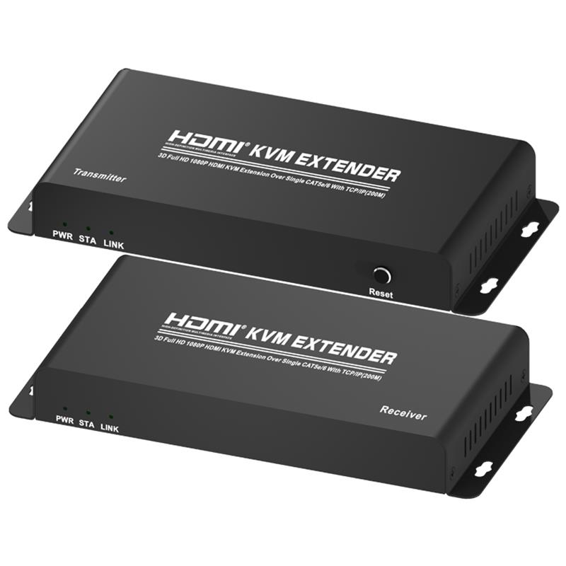 HDMI KVM extender 200 m felett, egyetlen CAT5e \/ 6 felett, TCP \/ IP támogatással, Full HD 1080P