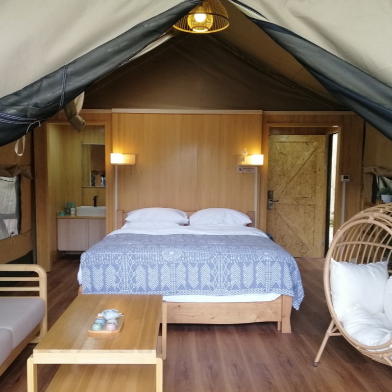 Forró értékesítési faktor Price Vízálló PVC és Canvas Luxus Safari Glamping Tent for Camp