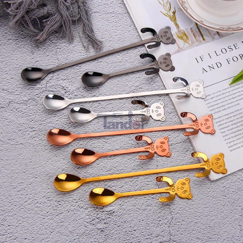 rozsdamentes acél medve macska alakú desszert kávé fagylalt cukorka teakanál