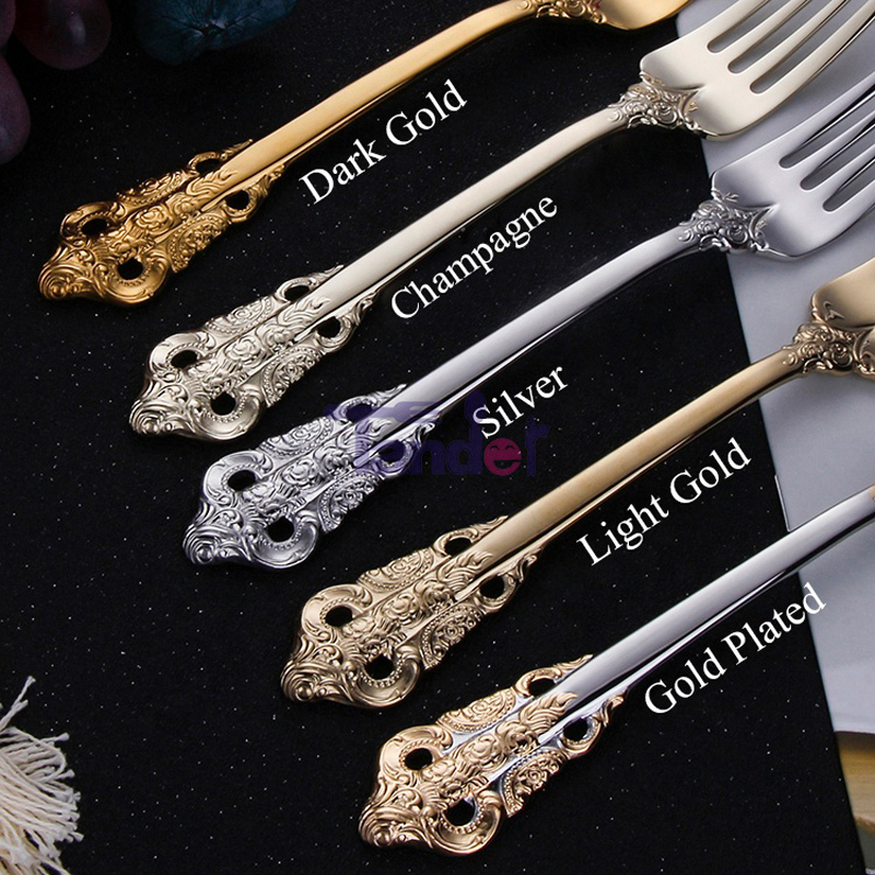 304 rozsdamentes acéllemezű evőeszközök ezüst pezsgős arany evőeszközök készlet az esküvői vendéglő otthona számára