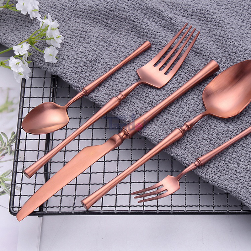 európai besteck pvd bevonat rozsdamentes acél esküvői evőeszközök fém rózsa arany evőeszköz készlet