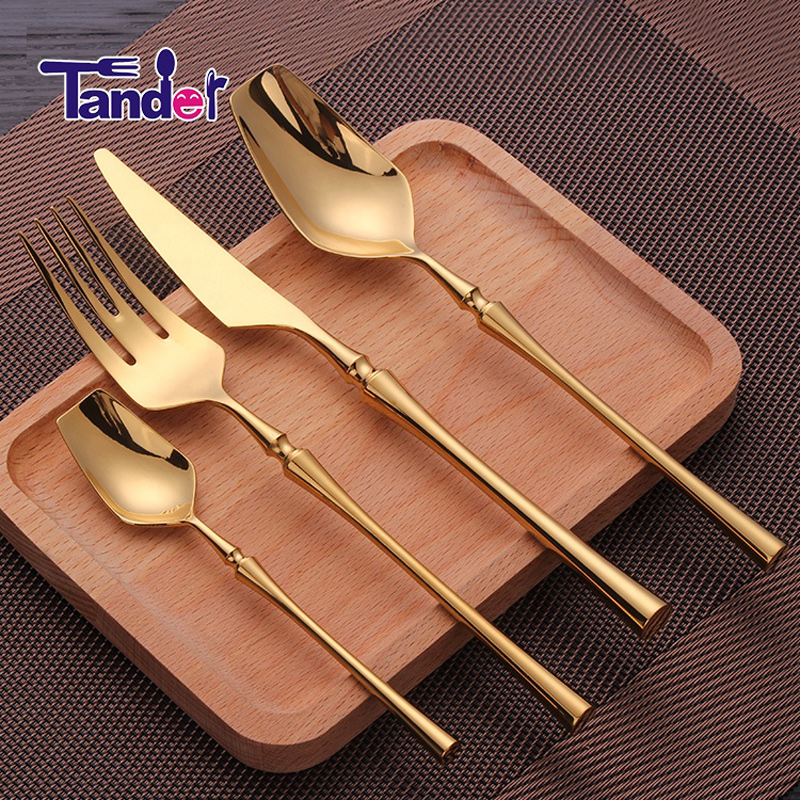 Vékony derék stílusú Pvd bevonatú evőeszközök rozsdamentes acél fémarany evőeszköz készlet