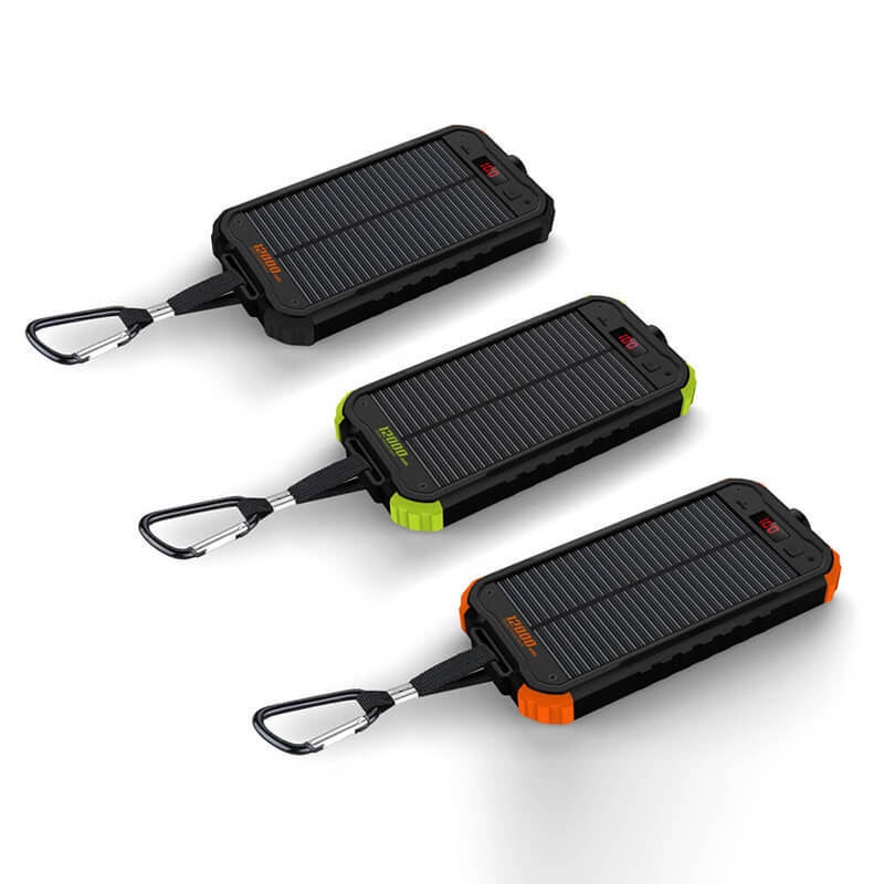 12000mAh Led Flashlight Solar Power Bank LCD digitális kijelzővel