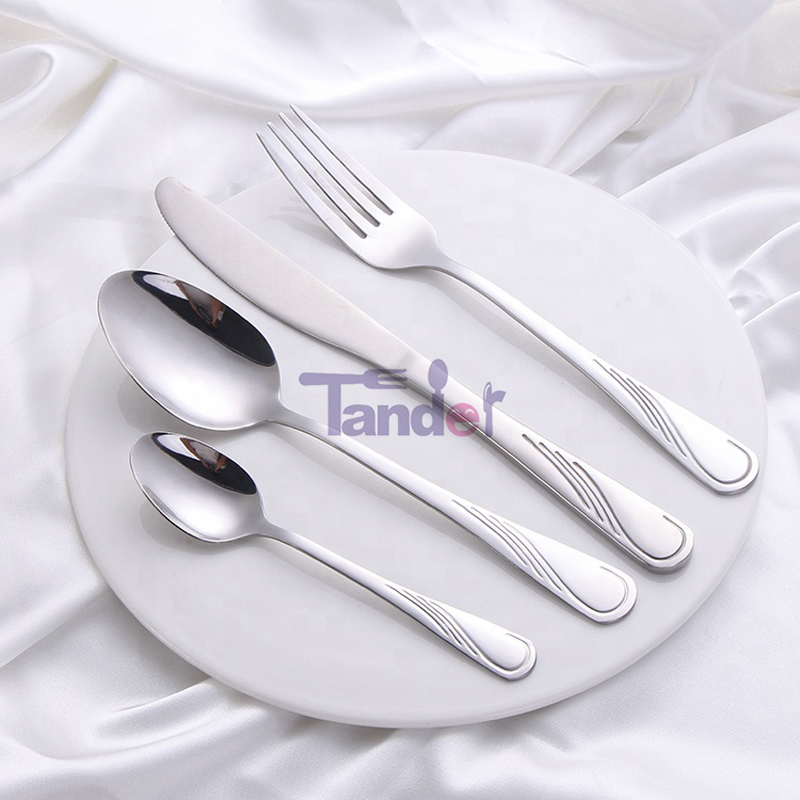 olcsó mintás edény újrafelhasználható rozsdamentes acél evőeszköz készlet