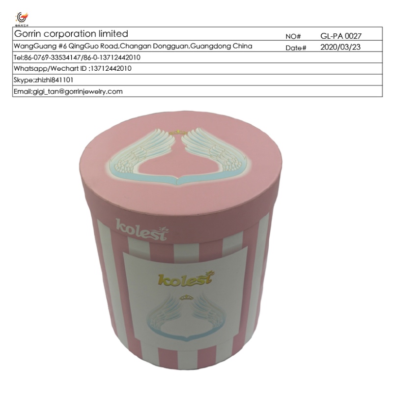 GL_PA0027 hordó virágos kerek papír dobozos cső dobozban gyermek ruha számára