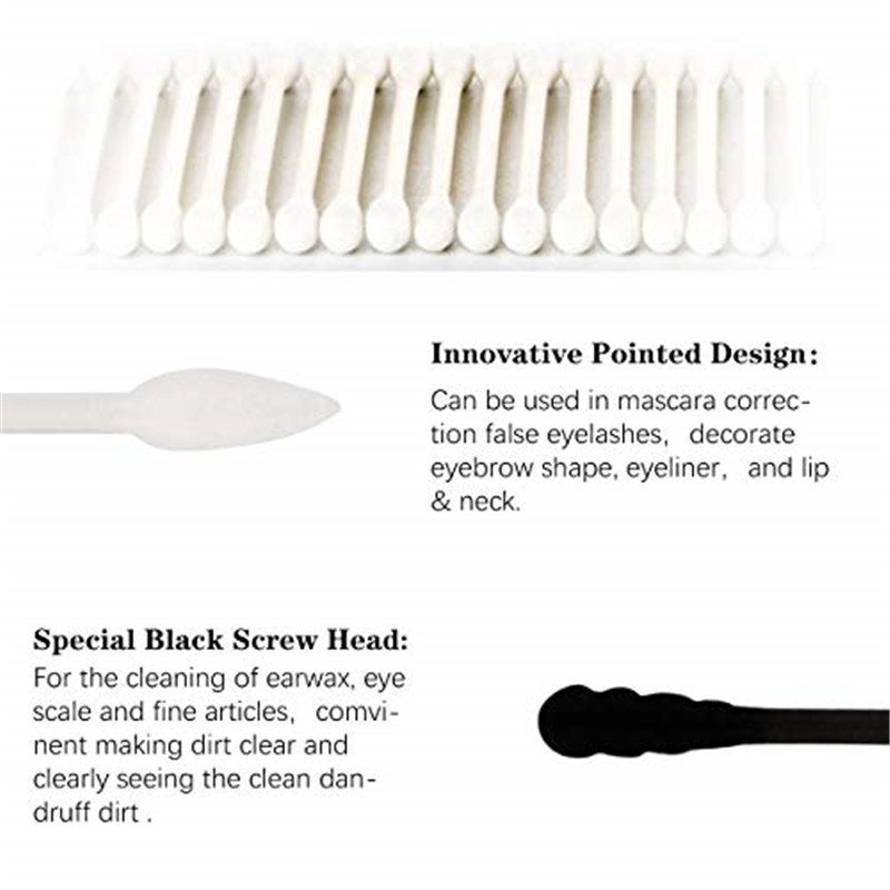 Cotton Swabs, 300Pcs Cotton Buds Double Head 100%-a Cotton White and Black Natural Paper Sticks Multiful Makerup &Cleans Steril Sticks
