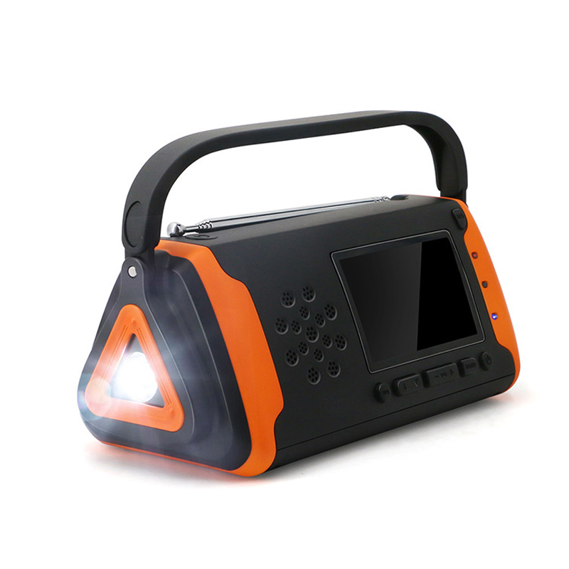 LCD digitális vészhelyzeti időjárási rádió, napelemes kézifék AM \/ FM NOAA rádió LED-es zseblámpával, AUX-beépített zenelejátszóval, 4000 mAh-os tápegység mobiltelefon-töltőhöz és SOS riasztáshoz