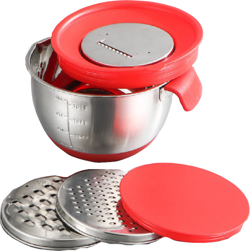 rozsdamentes acél saláta tál szilikon alapon és fogantyúval