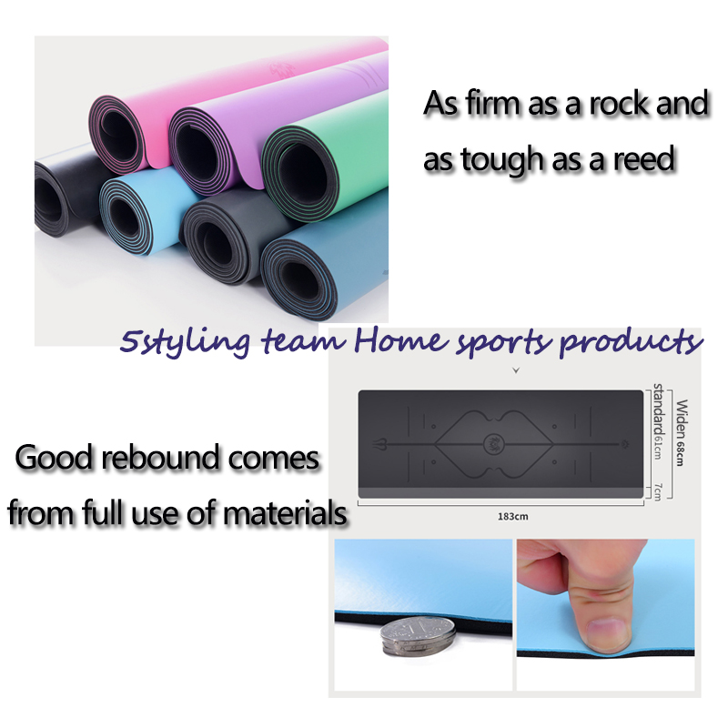 Pu természetes gumi jógaszőnyeg pozíciós vonal, verejték-felszívódás és csúszásgátló, földi luxus szőnyeg, fitnesz szőnyeg férfiak és nők számára