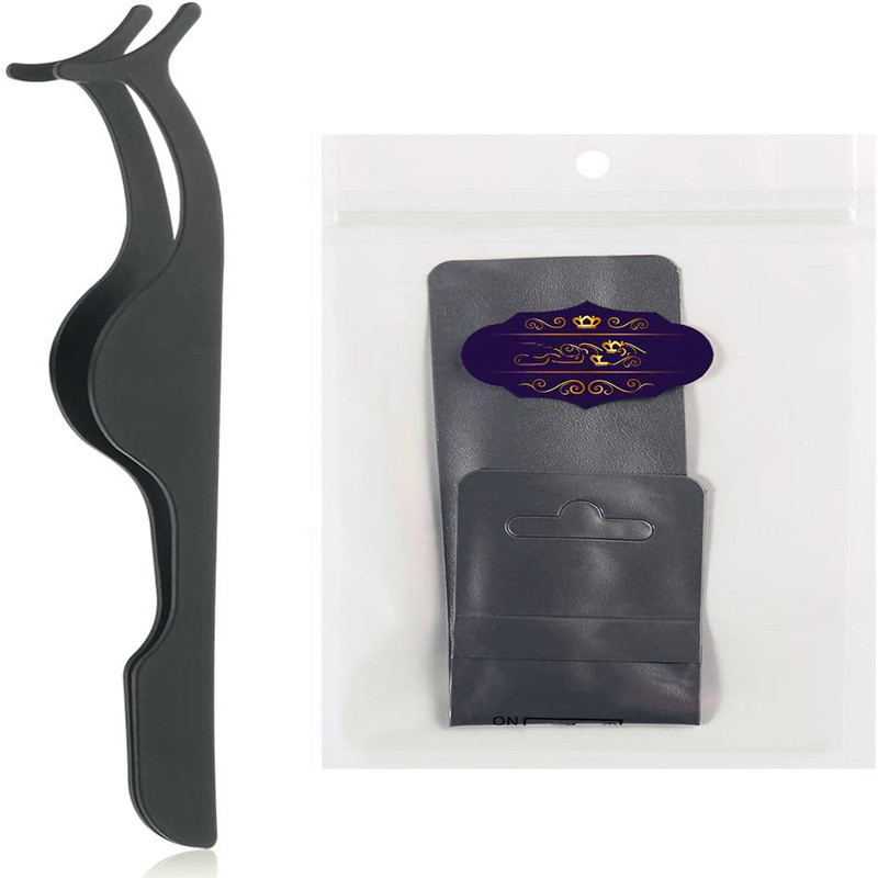 Hamis szempillák felhordó rozsdamentes acél csipesz-eltávolító csipesz csipeszek Csipesz (fekete)