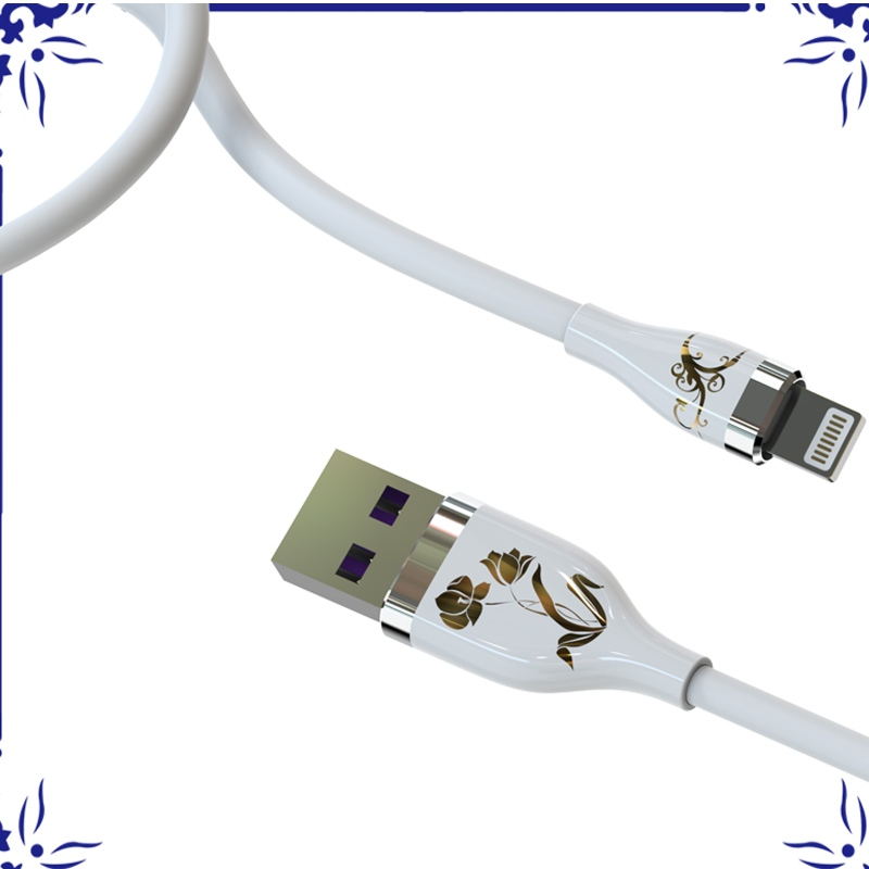 Kerámia kábel 3 színű LED fényszilikon vonallal az iphone-hoz