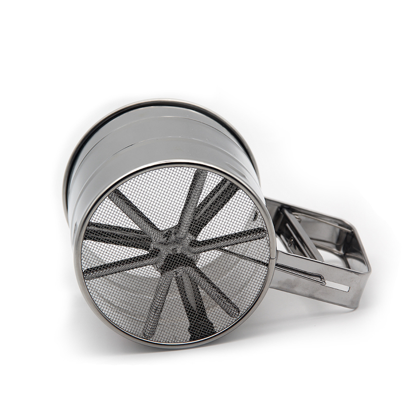 Sütőeszköz mérleg skála lisztes jeges cukor rozsdamentes acél rázógép Sieve Cup rácsos szűrőkarral