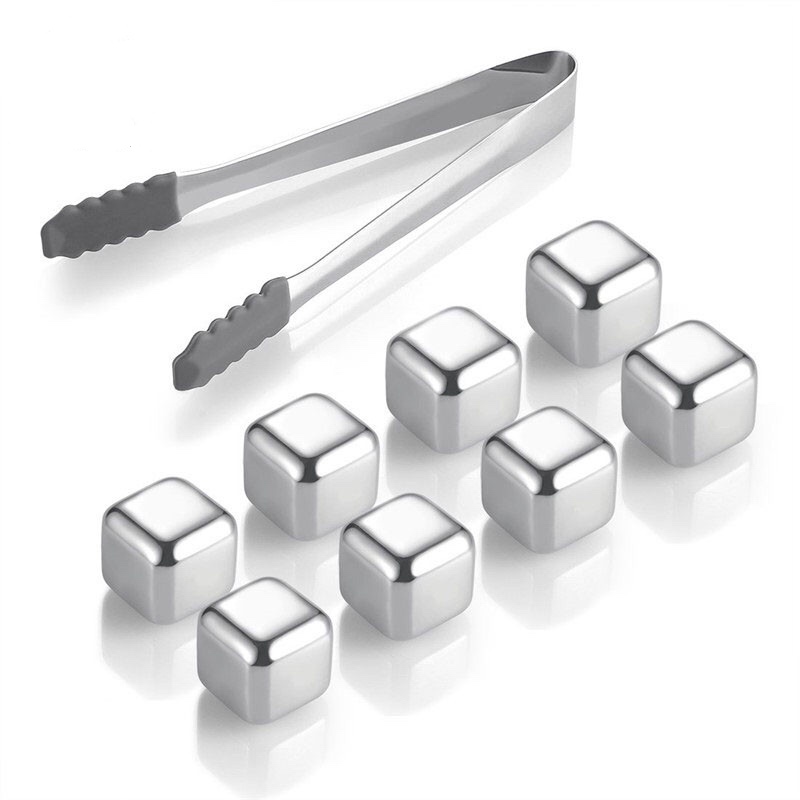 HOT Square 27mm 8pcs set Stainless Steel Whisky Stones jégkocka