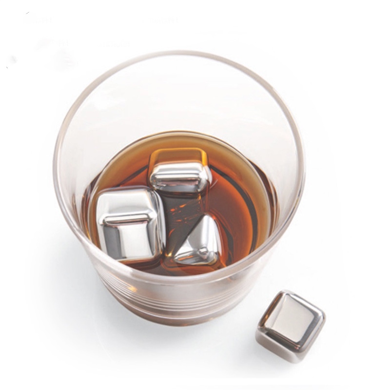 HOT Square 27mm 8pcs set Stainless Steel Whisky Stones jégkocka