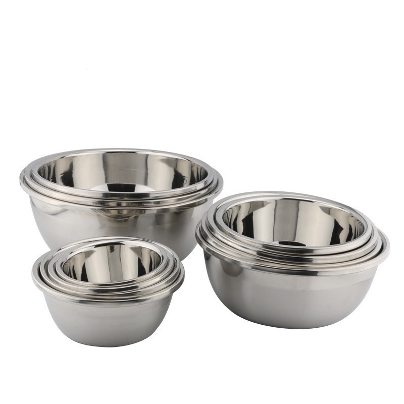 Konyhai eszköz Stainless Steel 201/304 Szilárd és Durable Basin Thin Edge Basin Salad Mix Bowl