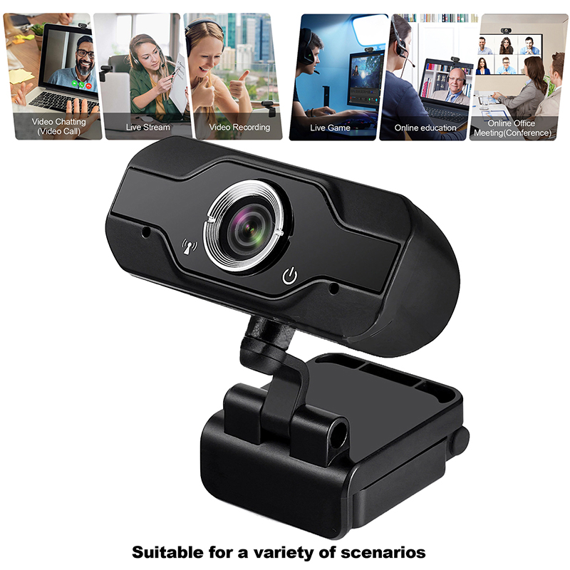 HD 1080P Webcam PC Laptop Web Camera,110° Wide- Angle USB- vel2.0Video Recorder Live Broadcast Camera Build-in Mikrofon