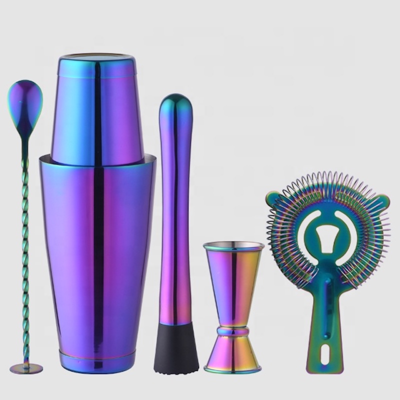 700ml rozsdamentes acél rúd készlet profi koktél shaker készlet csapos arany szivárvány szín