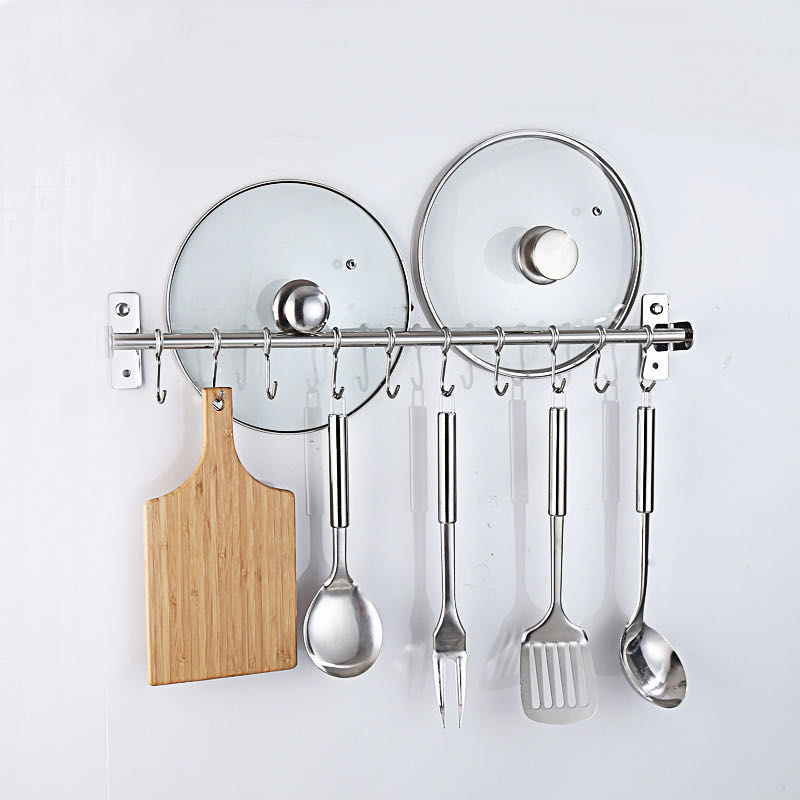 Kihúzható tolóhorgok rozsdamentes acélból készült, falra szerelt edény függesztett sín dupla rúd tartótartóval