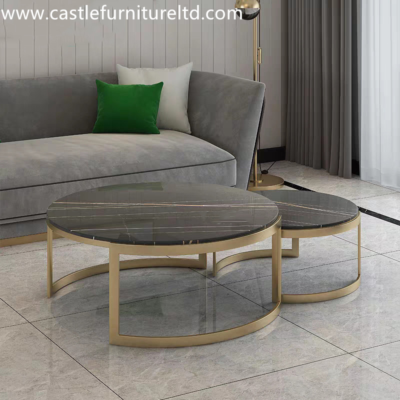 Márvány és rozsdamentes acél dohányzóasztal