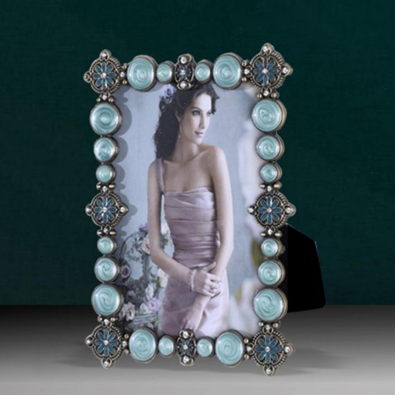 6-inch, 7-inch, 10-inch fém képkeret, puha esküvői kép keret, beállítva cian