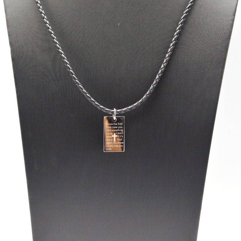 Rozsdamentes acél Szentírás függő bőr kötél nyaklánc rfbnck0088