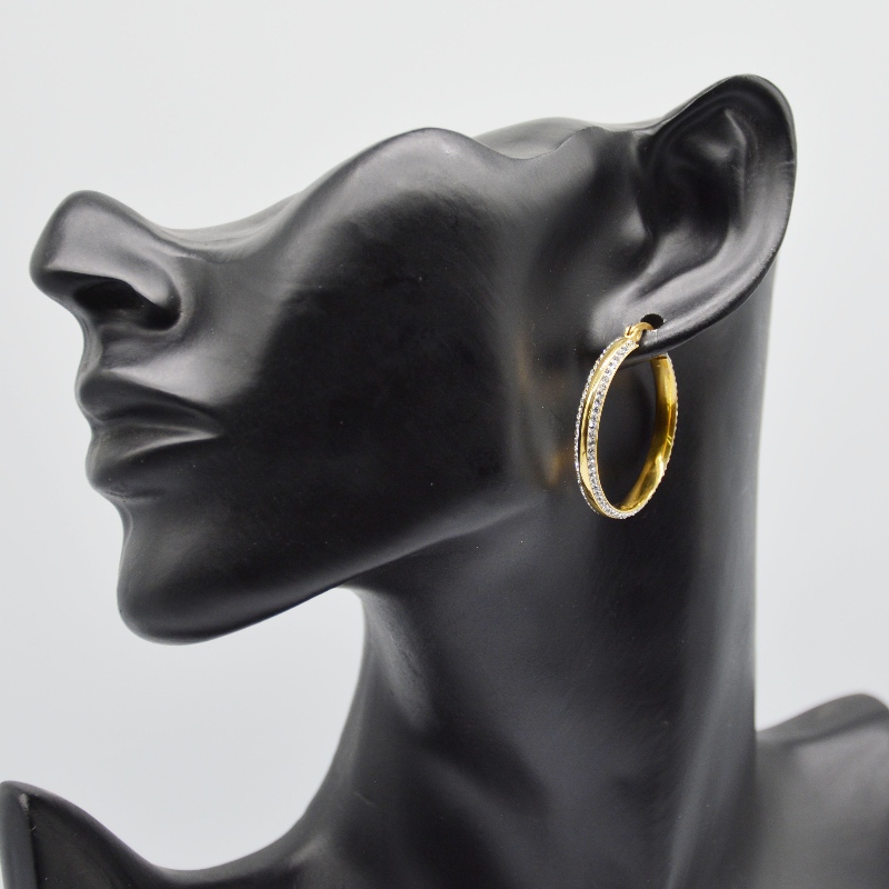 Divatékszer, rozsdamentes acél ékszer, rozsdamentes acél fülbevaló, gyémánt fülbevaló, gyémánt fülbevaló, strassz-kő, Zircon Hoop Fülberfber0023