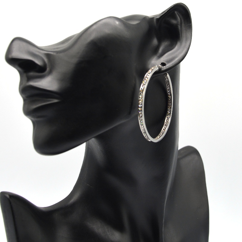 Divatékszer, rozsdamentes acél ékszer, rozsdamentes acél fülbevaló, gyémánt fülbevaló, gyémánt fülbevaló, strassz, Zircon Hoop Fülbevalók