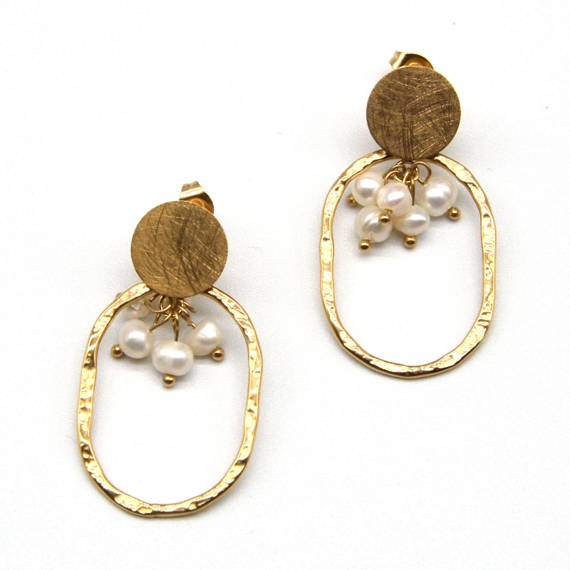 Rozsdamentes acél gyöngy fülbevalók, divatékszerek, divatékszerek, Pearl Ékszer rfad0015