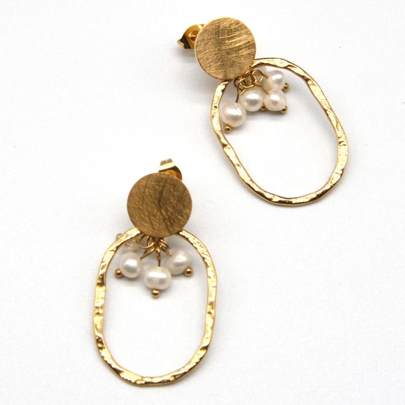 Rozsdamentes acél gyöngy fülbevalók, divatékszerek, divatékszerek, Pearl Ékszer rfad0015